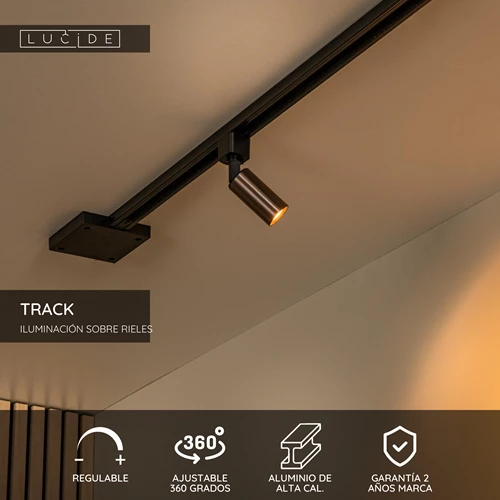 Lucide TRACK RITMO Foco de riel - Sistema de carril monofásico / Iluminación con rieles - 1xGU10/MR11 - Café (Extensión) - USP